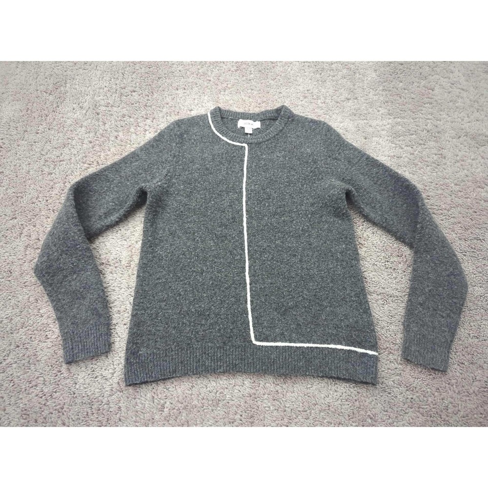 Jason Wu Sweater Womens XS Gray Asymmetrical Contrast Piping Crewneck Knit